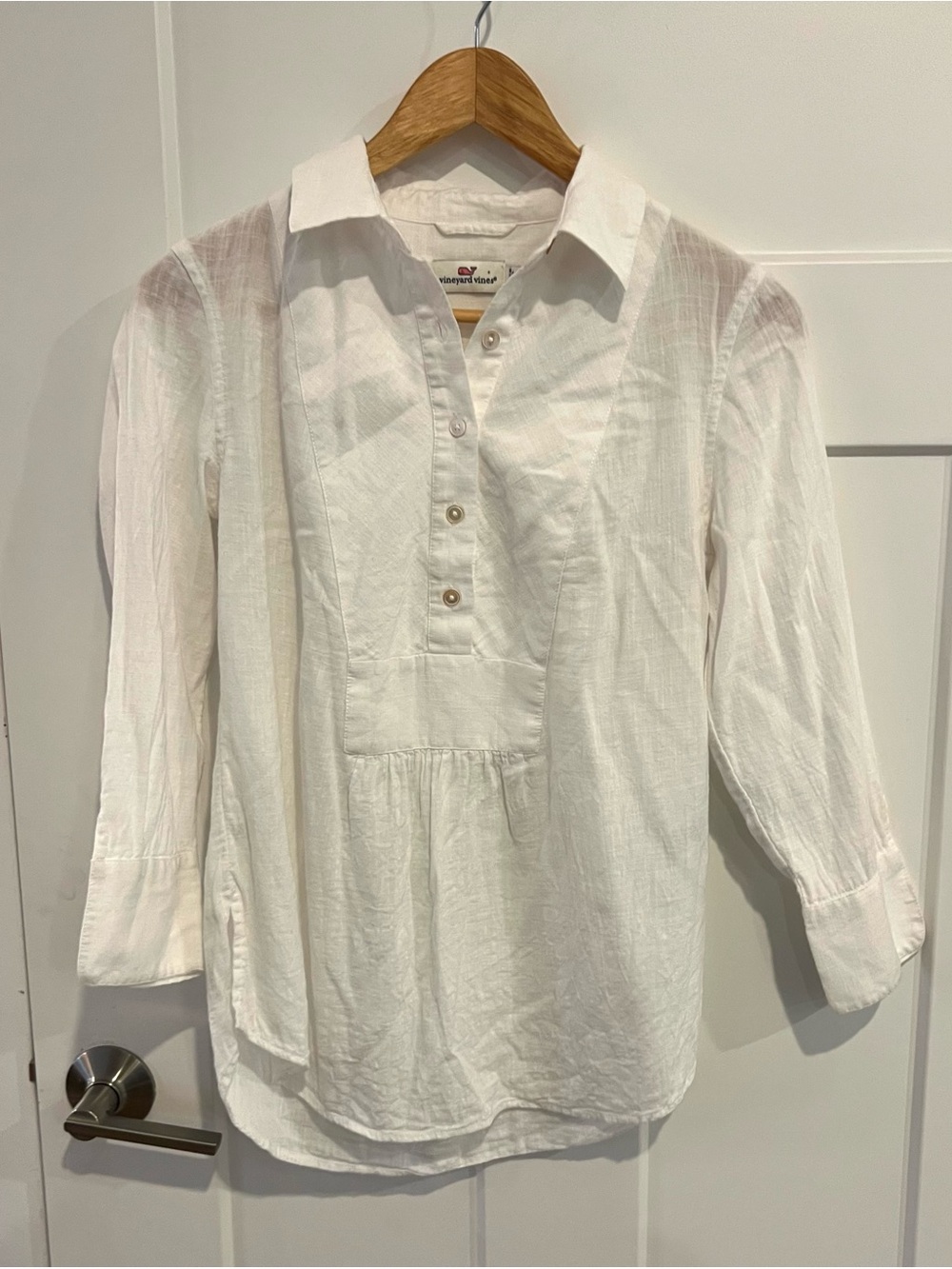 Vineyard vines White Women's Button-Front Cotton Tunic Top blouse